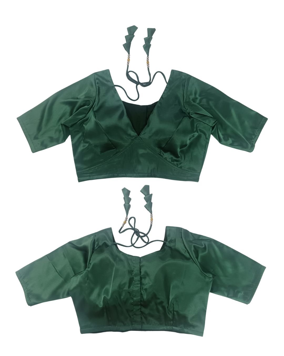 Green Color Semi backless Blouse For Women